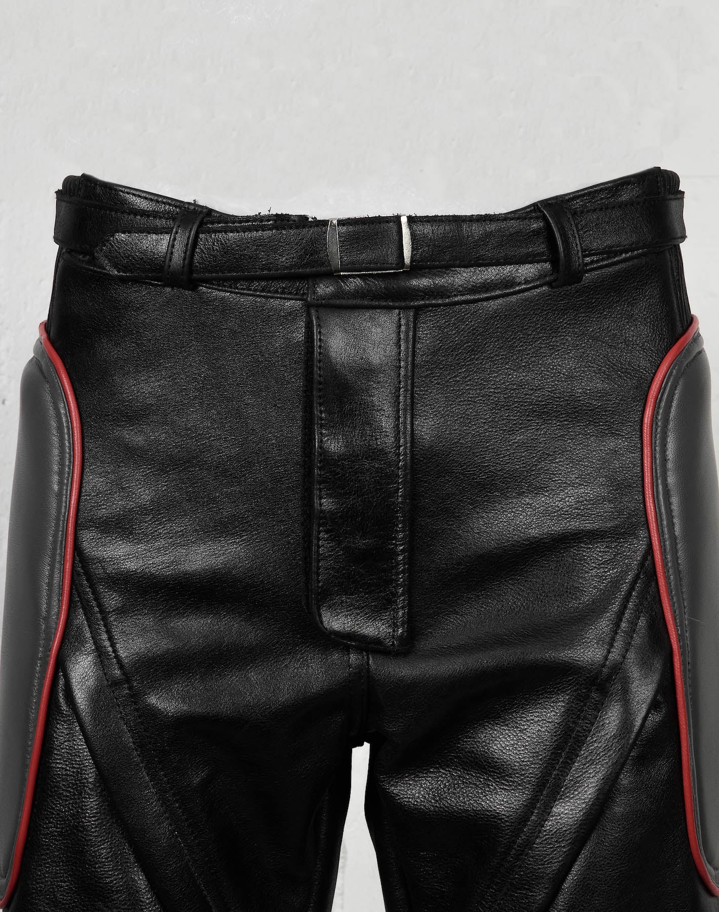 Jaron Baker Moto Pant Leather Studio Flat Lay Waist Detail